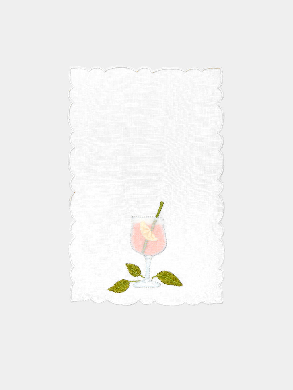 Taf Firenze - Bicchieri Hand-Embroidered Linen Cocktail Napkins (Set of 6) -  - ABASK