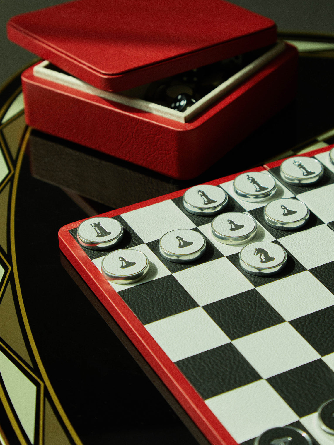 William & Son - Reversible Leather Backgammon and Chess Set -  - ABASK