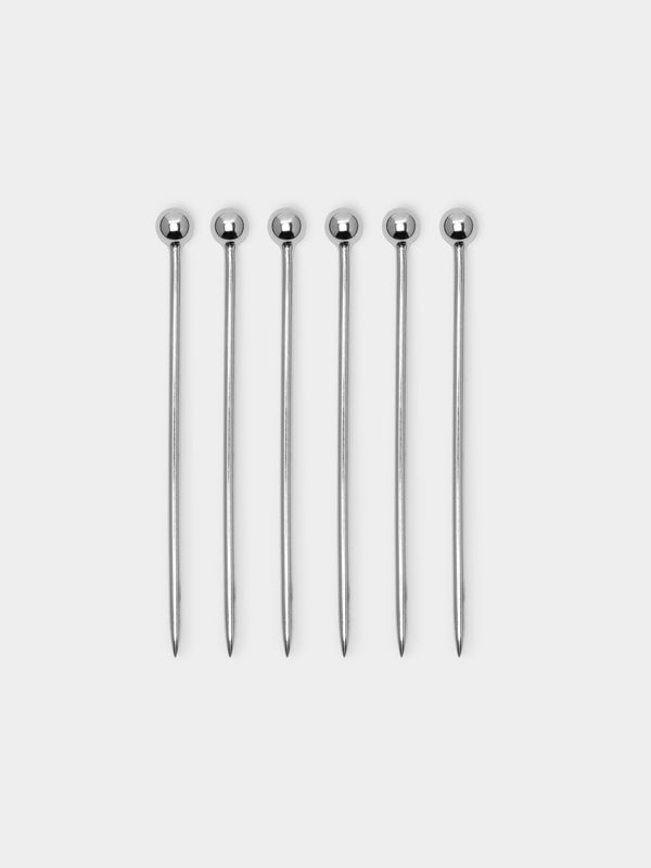 Jarosinski & Vaugoin - Ball Sterling Silver Cocktail Picks (Set of 6) -  - ABASK - 