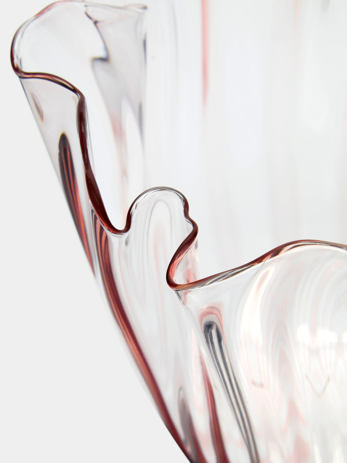 Venini - Fazzoletto a Canne Hand-Blown Murano Glass Medium Vase - Pink - ABASK