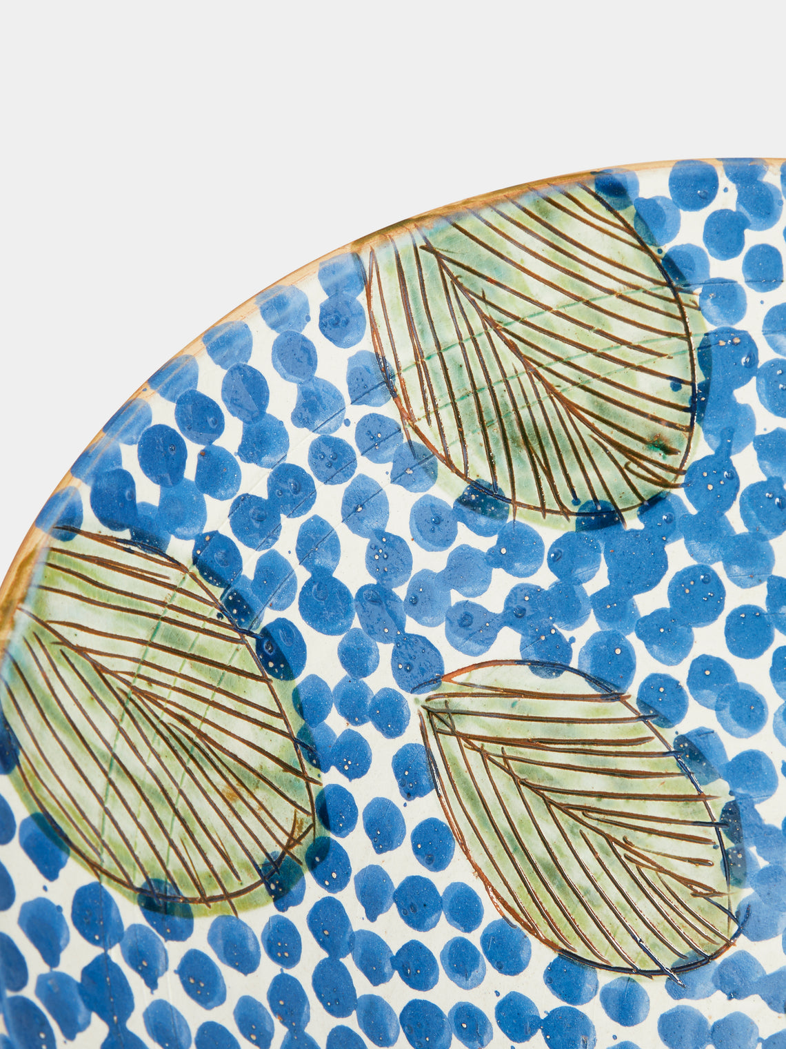 Anūt Cairo - Leaves Hand-Painted Ceramic Serving Bowl -  - ABASK