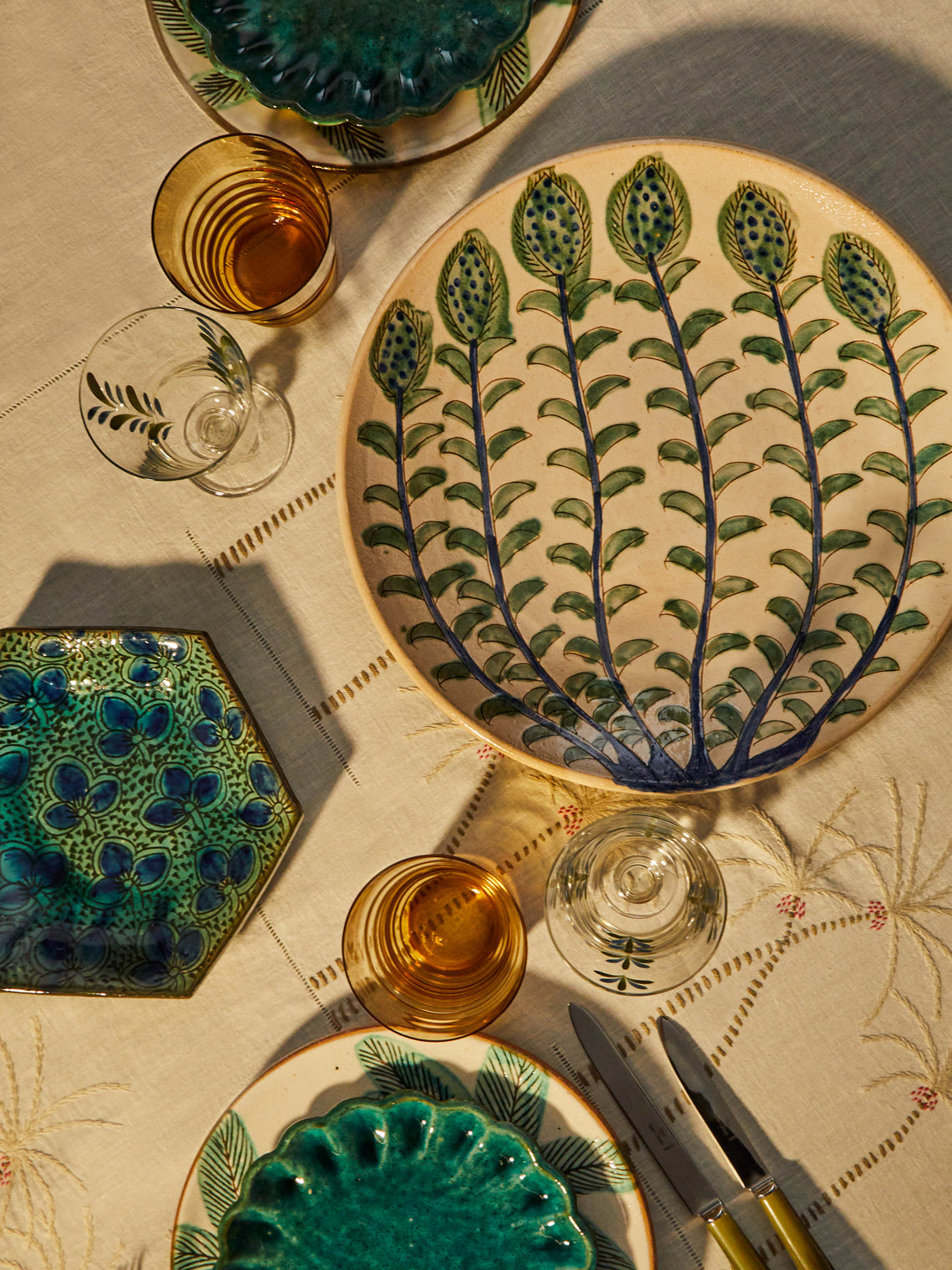 Anut Cairo - Buds Hand-Painted Ceramic Serving Platter -  - ABASK
