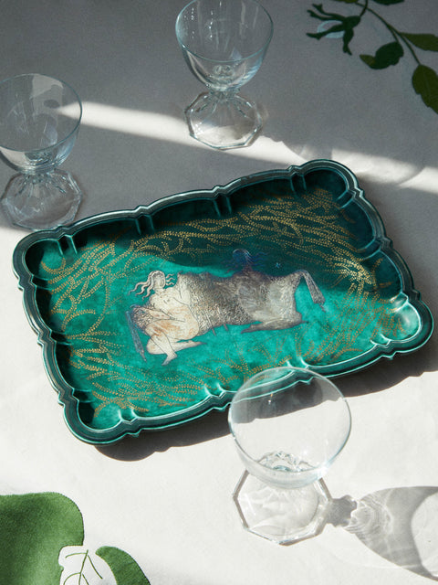 Antique and Vintage - 1931 Wilhelm Kåge "Argenta" Tray - Green - ABASK