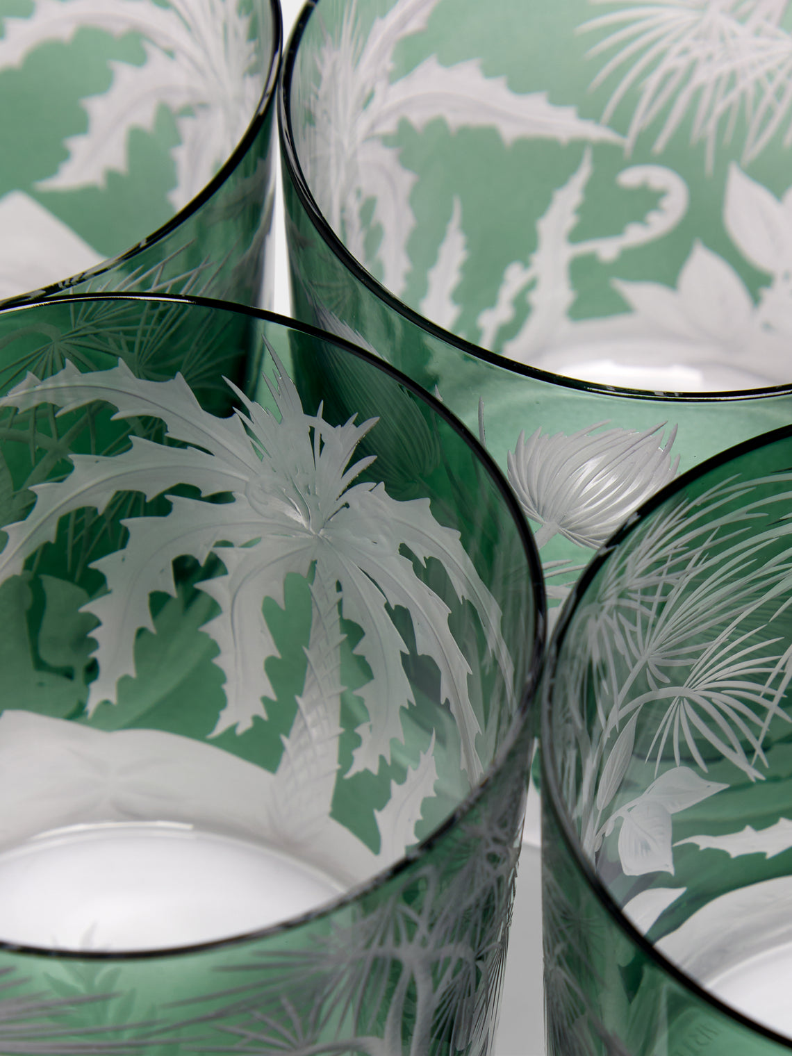 Artel - Primeval Palms Hand-Engraved Crystal Tumblers (Set of 4) -  - ABASK