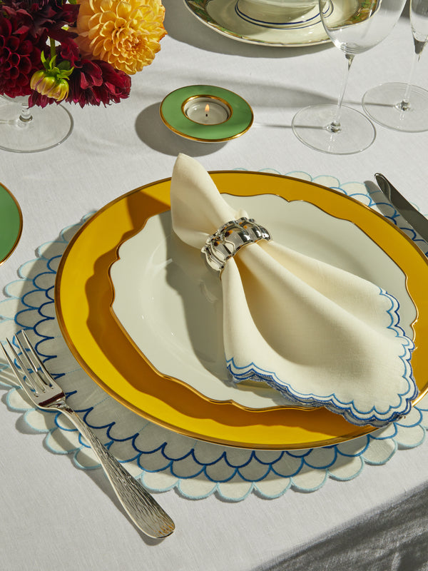 Los Encajeros - Escamas Embroidered Linen Placemats (Set of 4) -  - ABASK
