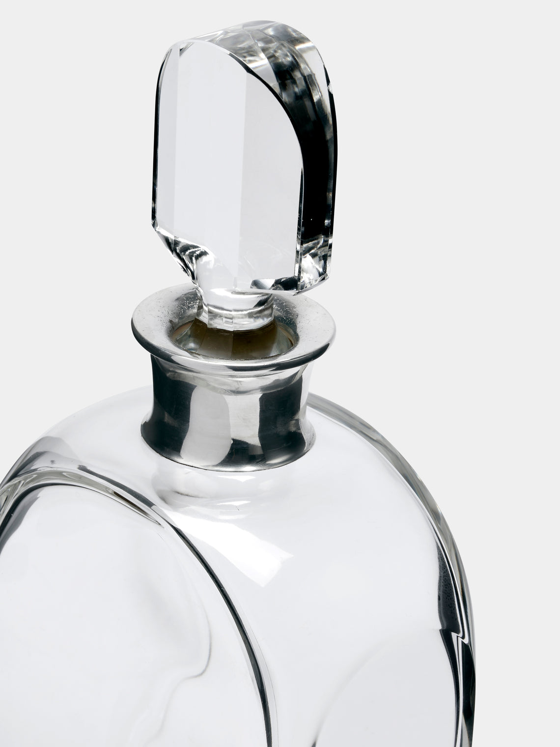 Antique and Vintage - 1930s English Art Déco Silver & Cut Glass Decanter - Clear - ABASK