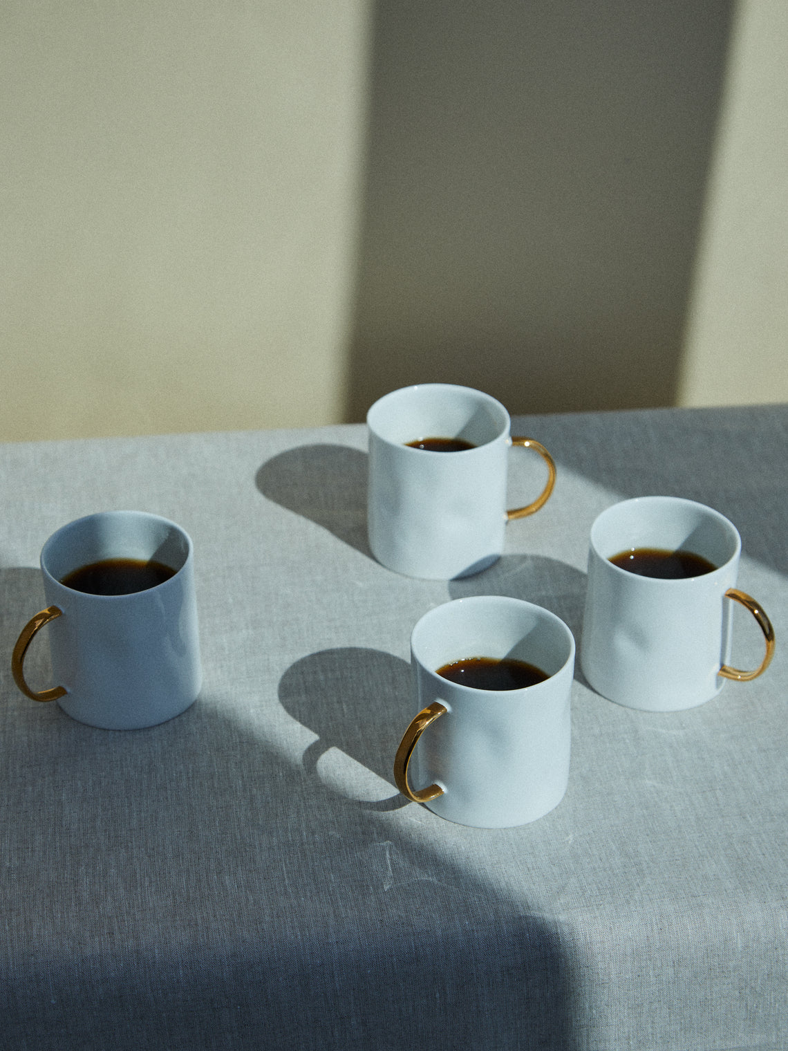 Feldspar - 24ct Gold Painted Bone China Espresso Mug (Set of 4) - White - ABASK
