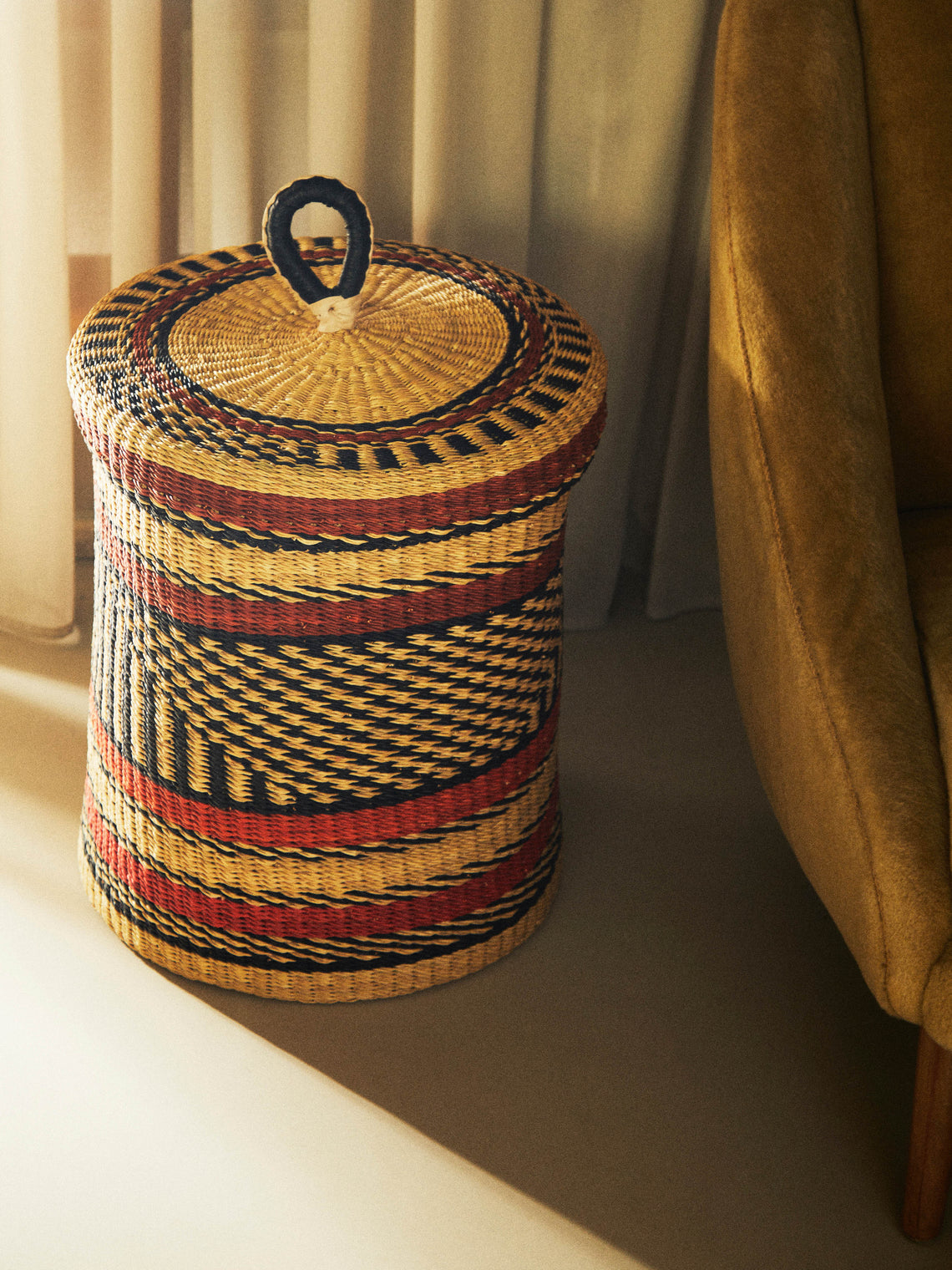 Baba Tree - Handwoven Elephant Grass Lidded Basket -  - ABASK