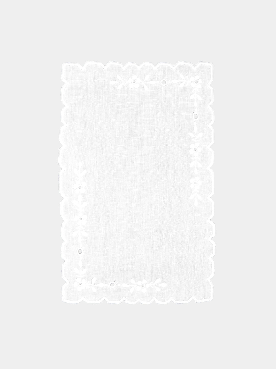 Taf Firenze - Fiorellini Hand-Embroidered Linen Cocktail Napkins (Set of 6) -  - ABASK - 