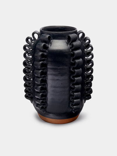 Perla Valtierra - Lola Hand-Glazed Ceramic Medium Vase - Black - ABASK - 