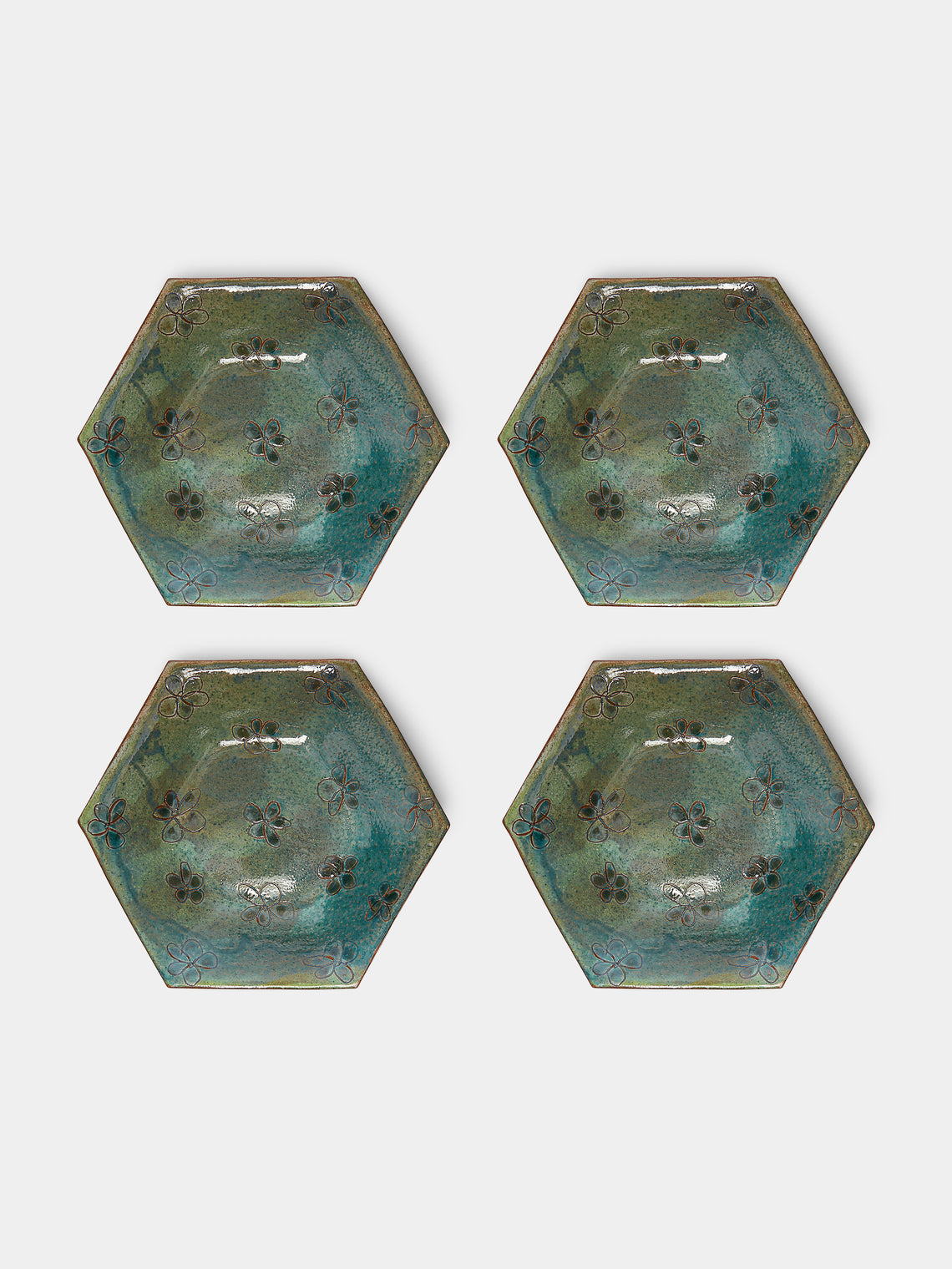 Anut Cairo - Daisy Hand-Painted Ceramic Dessert Plates (Set of 4) -  - ABASK
