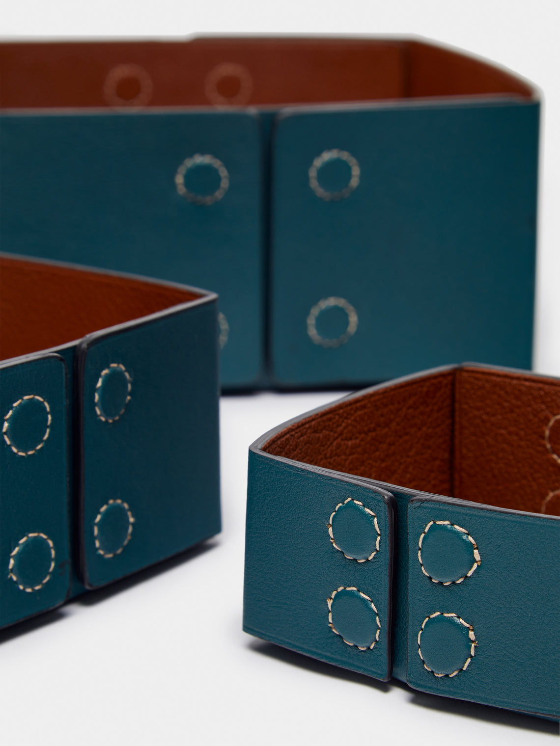 Métier - Leather Reversible Collapsible Boxes (Set of 3) -  - ABASK